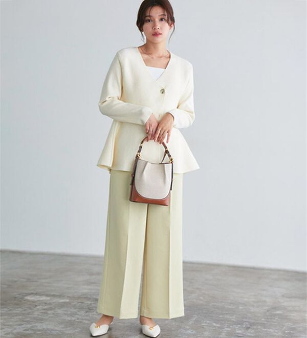 Pierrot（ピエロ）の「【選べる丈】楽ちんきれい高見えワイドパンツ（ワイドパンツ・ガウチョ）」｜詳細画像