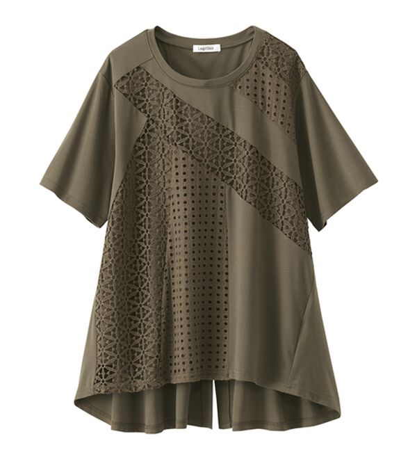 BELLUNA（ベルーナ）の「【Ｌａｇｒｉｌｕａ】異素材レース切替プルオーバー（カットソー）」｜詳細画像