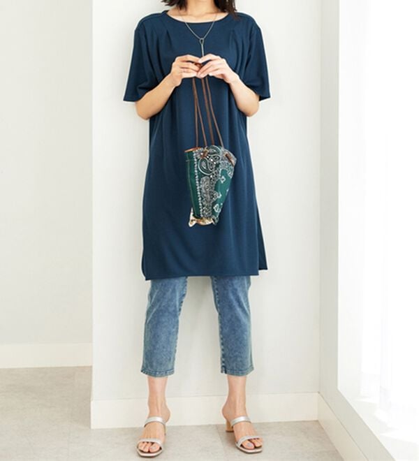 BELLUNA（ベルーナ）の「かのこ素材肩タックデザインワンピース（チュニック）」｜詳細画像