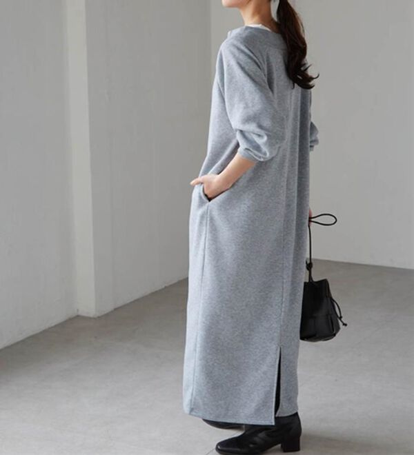 RANAN（ラナン）の「裏起毛ハーフジップワンピース（ロングワンピース）」｜詳細画像
