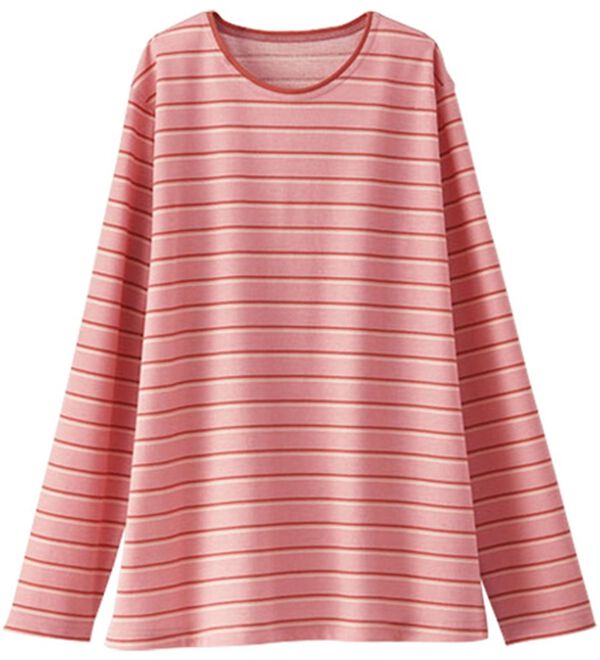 BELLUNA（ベルーナ）の「日焼け対策！カノコプルオーバー（カットソー）」｜コーラル系ストライプ