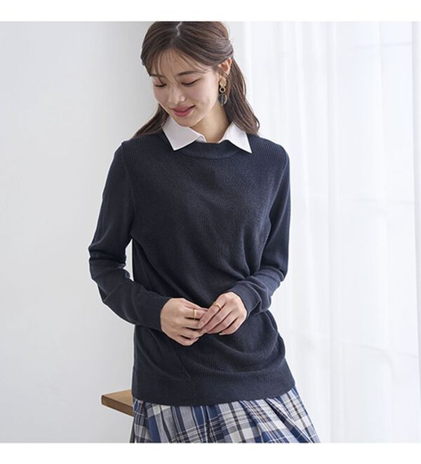 BELLUNA（ベルーナ）の「重ね衿付！細見えニットプルオーバー（ニット・セーター）」｜詳細画像