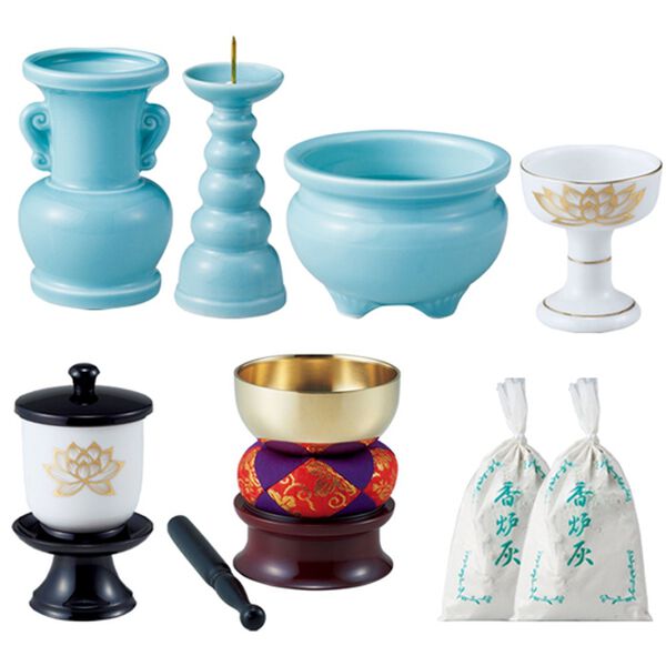 「陶器製仏具７点セット（仏壇・仏具）」｜1