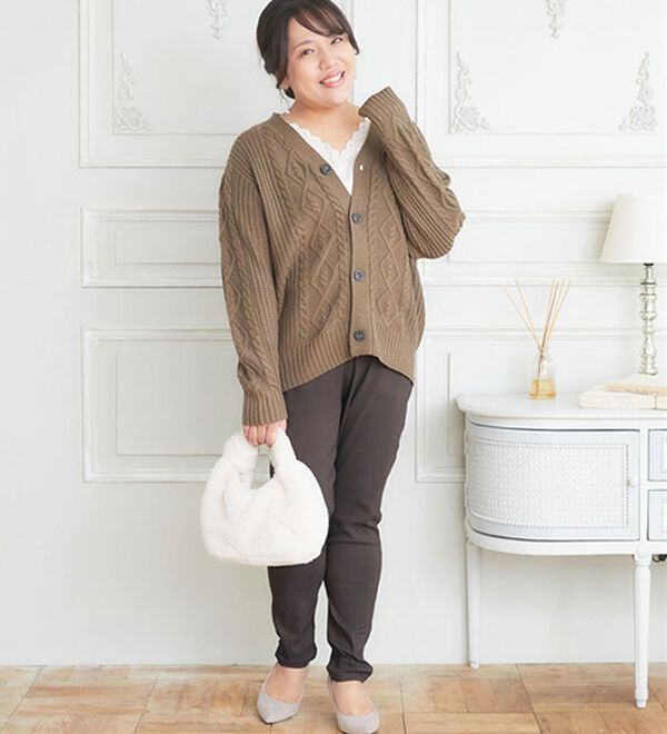 A HAPPY MARILYN（アハッピーマリリン）の「【Ｌ～８Ｌ／選べるデザイン】ストレッチ裏起毛美脚パンツ（テーパードパンツ）」｜詳細画像