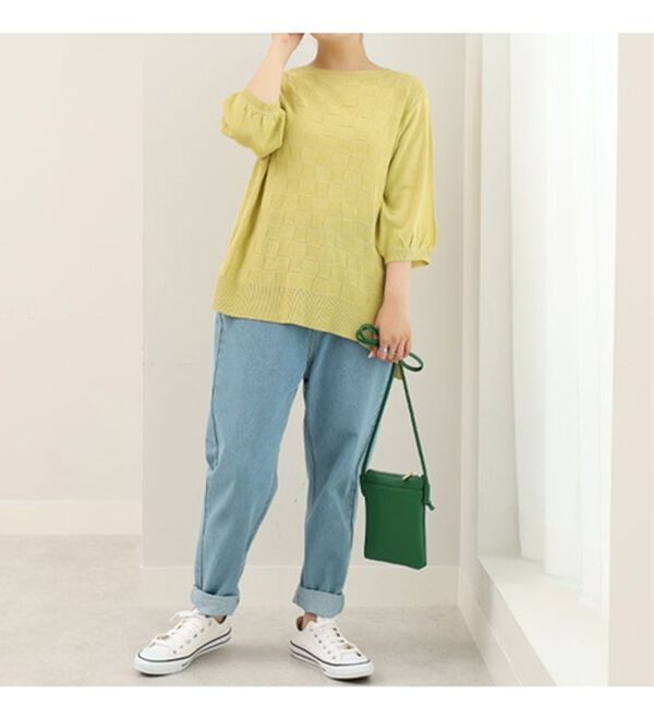 BELLUNA（ベルーナ）の「格子柄ニットプルオーバー（ニット・セーター）」｜詳細画像