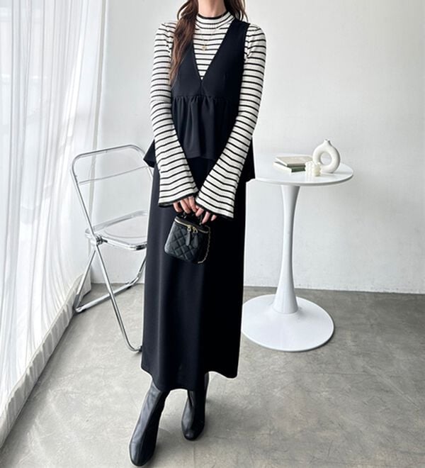 GeeRA（ジーラ）の「【再入荷】楽ちん！ペプラムジャンパースカート（ジャンパースカート）」｜詳細画像