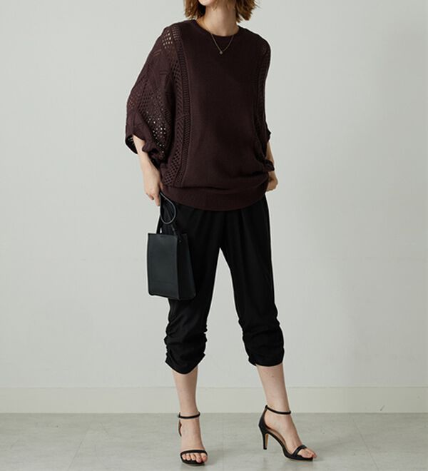 BELLUNA（ベルーナ）の「【接触冷感/UVカット/吸水速乾/軽量】ヒンヤリ＆速乾！裾くしゅクロップドパンツ（クロップドパンツ）」｜詳細画像