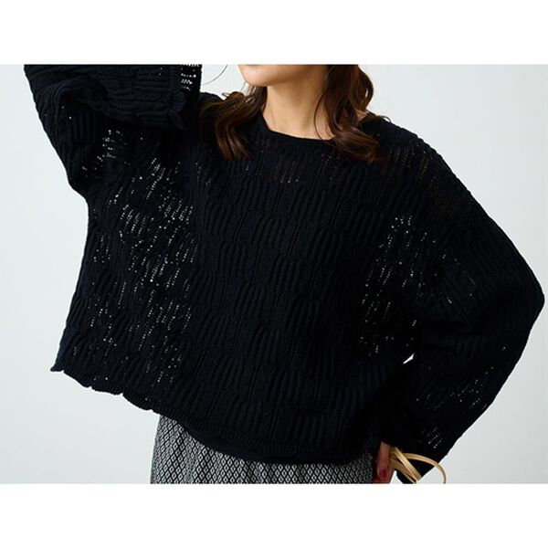 RANAN（ラナン）の「透かし柄短丈ニット（ニット・セーター）」｜詳細画像