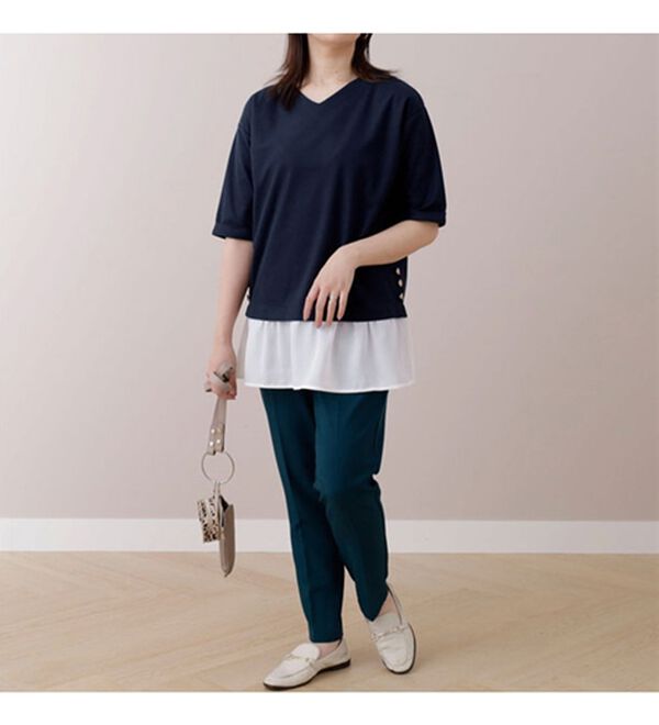 BELLUNA（ベルーナ）の「かのこ素材裾ボタン重ね着風チュニック（チュニック）」｜詳細画像