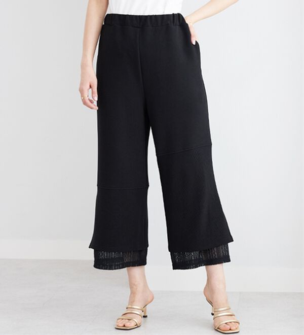BELLUNA（ベルーナ）の「【Ｌａｇｒｉｌｕａ】裾レース使いアシメ切替デザインパンツ（ワイドパンツ・ガウチョ）」｜詳細画像