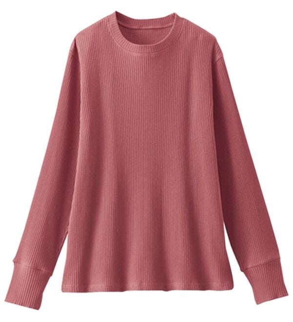 BELLUNA（ベルーナ）の「＜ＭＡＴＯＬＩＡ＞着て潤うリブプルオーバー　ハイネック・クルーネック（カットソー）」｜クルーネック ローズ