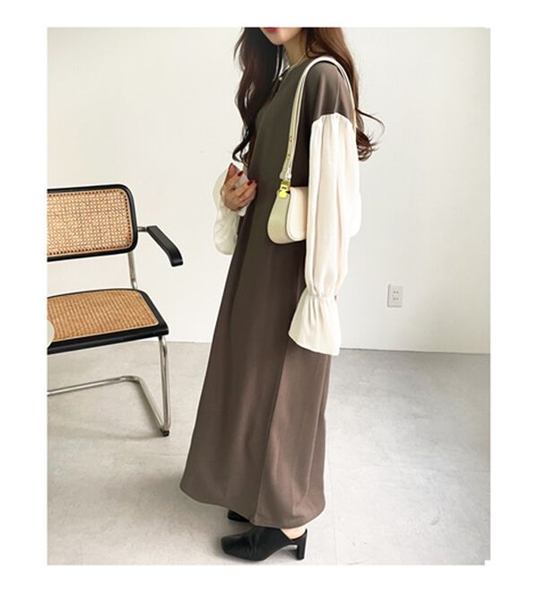 GeeRA（ジーラ）の「ブラウスレイヤード風ドッキングワンピース（カットソーワンピース）」｜詳細画像