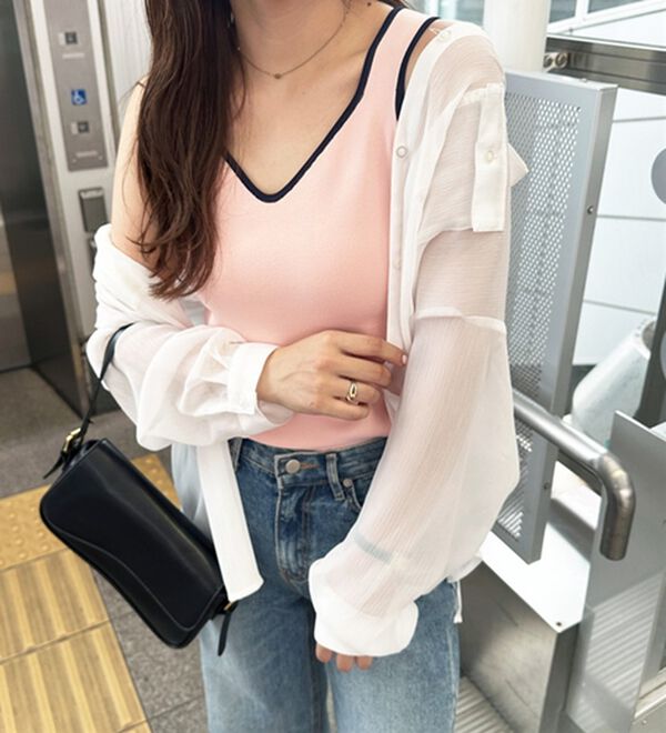 GeeRA（ジーラ）の「配色ニットタンクトップ（タンクトップ・キャミソール）」｜詳細画像