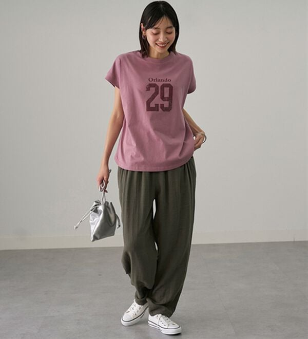 BELLUNA（ベルーナ）の「綿麻ダブルガーゼポッケギャザーパンツ（フルレングスパンツ）」｜詳細画像