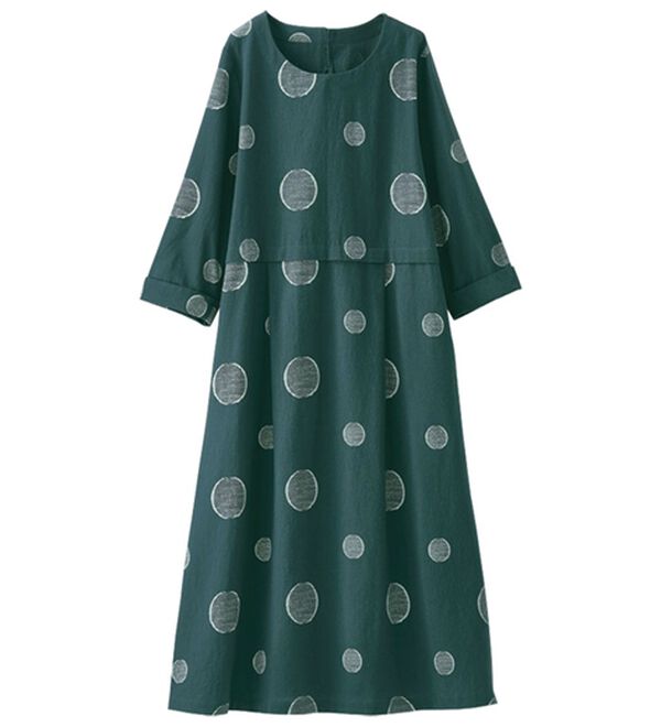 BELLUNA（ベルーナ）の「【２枚組】綿１００％素材切替デザインドットワンピース（チュニック）」｜詳細画像