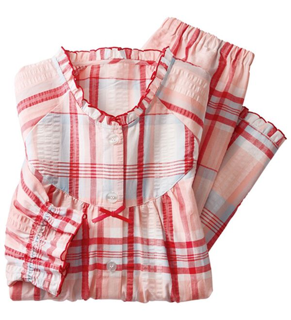 LAVIENNE（ラヴィエンヌ）の「サラッと涼感、綿１００％サッカーパジャマ（パジャマ・ルームウェア）」｜詳細画像