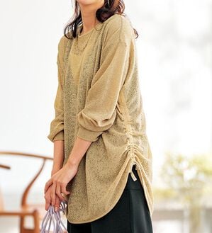 BELLUNA（ベルーナ）の「程よい透け感！メッシュ素材ドロスト使いチュニック（チュニック）」｜詳細画像