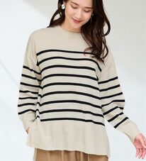 RANAN（ラナン）の「ワイドリブ使いカラーニットチュニック（ニット・セーター）」