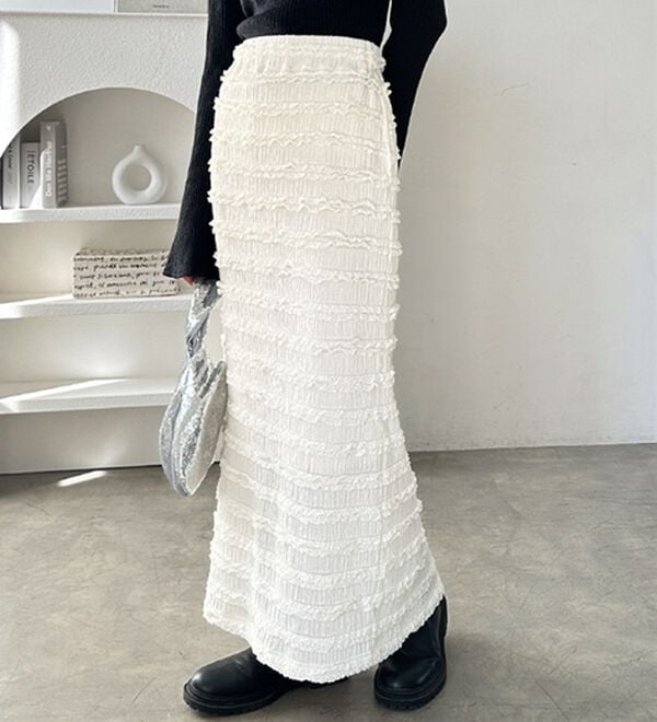 GeeRA（ジーラ）の「すっきりオシャレ見え！ジャカードレースタイトスカート（ロングスカート）」｜詳細画像