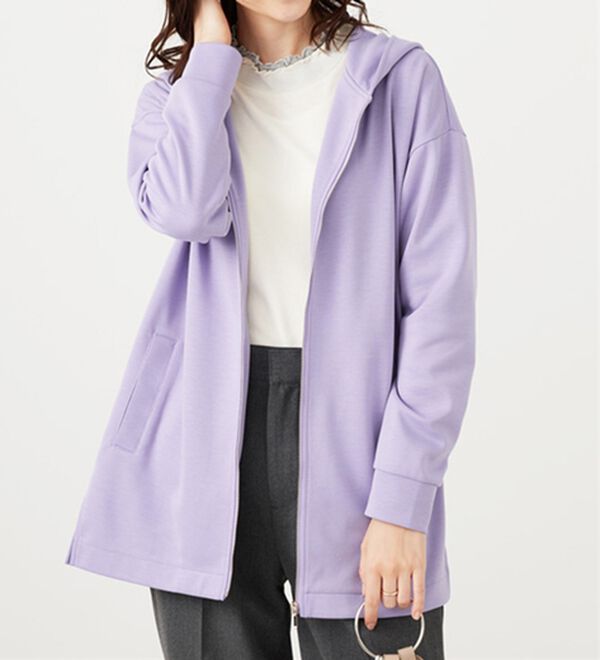 BELLUNA（ベルーナ）の「フードデザインとろみ素材ジップアップパーカー（パーカー）」｜詳細画像