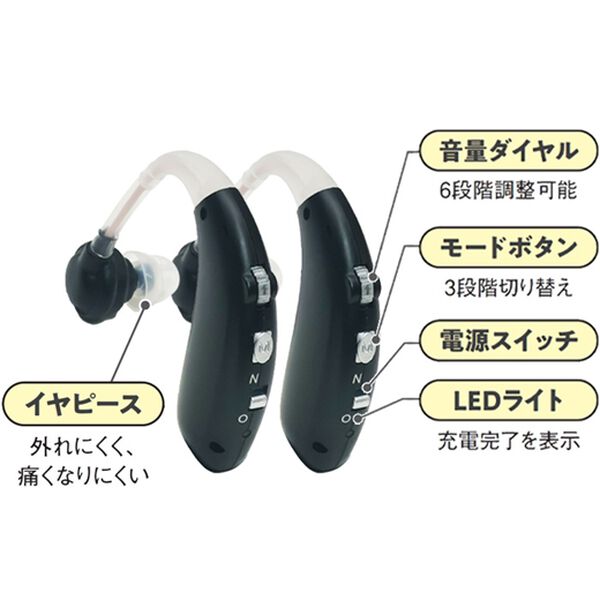 「充電式耳掛集音器２個セット（シニア・生活サポート）」｜詳細画像