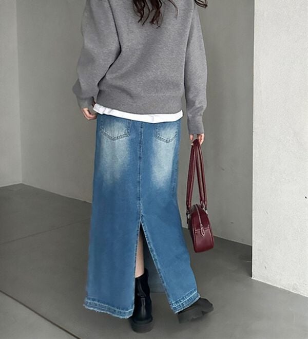 GeeRA（ジーラ）の「バックスリットデニムロングスカート（ロングスカート）」｜詳細画像