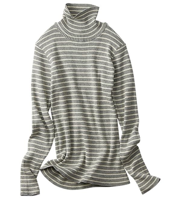 BELLUNA（ベルーナ）の「ハピネスコットン１００％&times;吸湿発熱リブタートルニット＜＆ｃｏｃｏｃｈｉ＞（ニット・セーター）」｜詳細画像