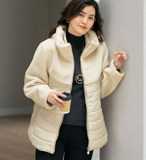 ルフラン（ルフラン）の「上品ボア切替デザインコート（ハーフコート）」｜詳細画像