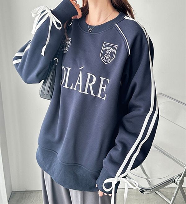 GeeRA（ジーラ）の「サイドラインリボンゲーム裏起毛スウェット（トレーナー・スウェット）」｜詳細画像