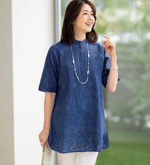 ルフラン（ルフラン）の「ジャカード素材の切替チュニック（チュニック）」｜詳細画像