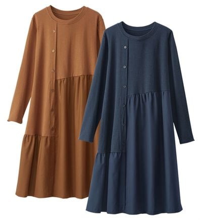 BELLUNA（ベルーナ）の「【２枚組】異素材切替デザインチュニックワンピース（チュニック）」