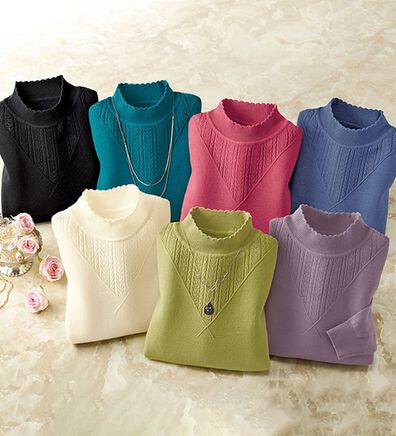 BELLUNA（ベルーナ）の「静電防止！洗えるウール入り透かし編みセーター（ニット・セーター）」