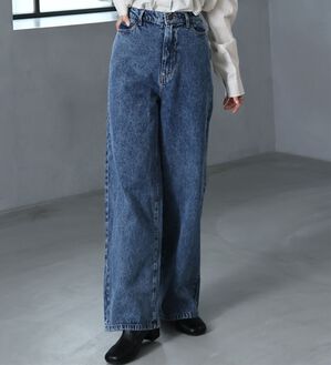 A HAPPY MARILYN（アハッピーマリリン）の「【大きいサイズ】【Ｍ～７Ｌ／選べる丈】美脚＆美尻が叶う！優勝ワイドパンツ（ワイドパンツ・ガウチョ）」｜デニム／ネイビーケミカル