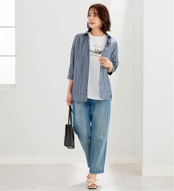 BELLUNA（ベルーナ）の「サラリ快適！ギャザー使いシャツチュニック（チュニック）」｜詳細画像