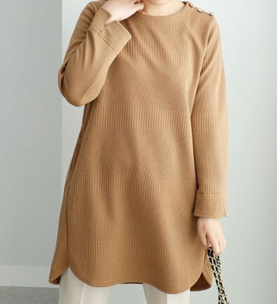 BELLUNA（ベルーナ）の「肩ボタンボーダージャカードワンピース（その他ワンピース）」