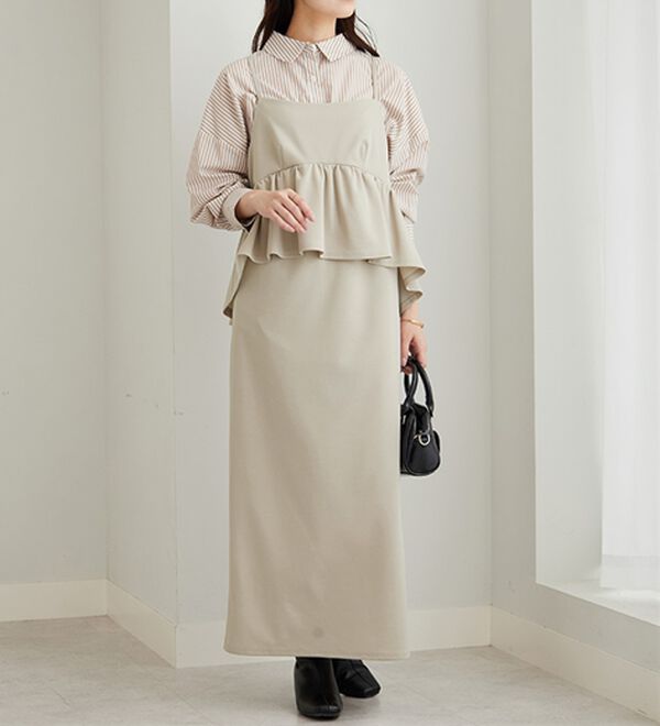 GeeRA（ジーラ）の「楽ちん！ペプラムキャミワンピース（カットソーワンピース）」｜詳細画像