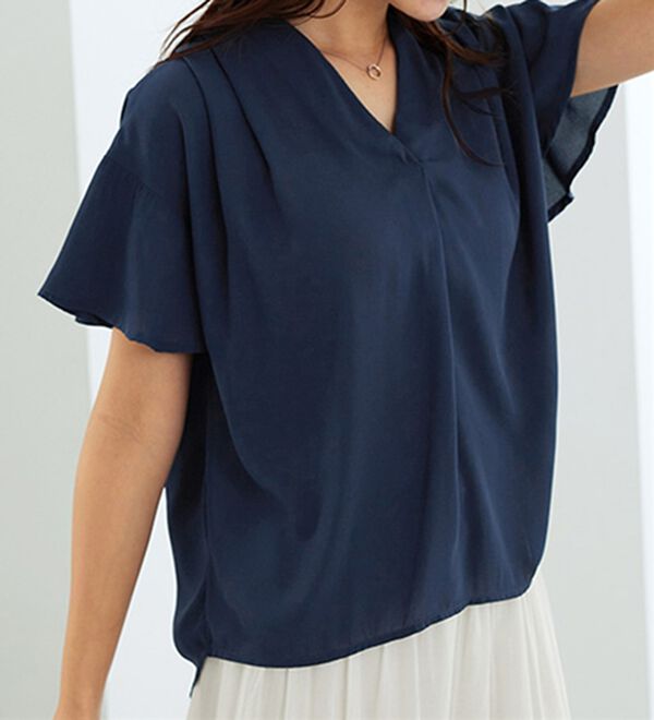 GeeRA（ジーラ）の「サラサラ涼しい！着やせも叶うフレアー袖ブラウス（ブラウス）」｜詳細画像