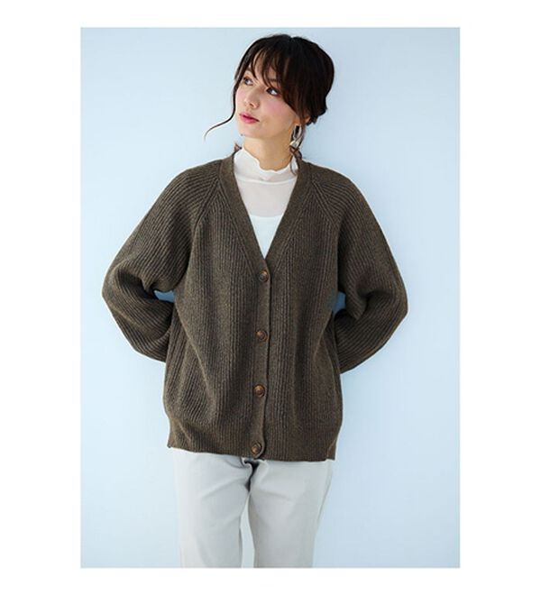 BELLUNA（ベルーナ）の「エコ素材ゆったりあぜ編ニットカーディガン（ニットカーディガン）」｜詳細画像