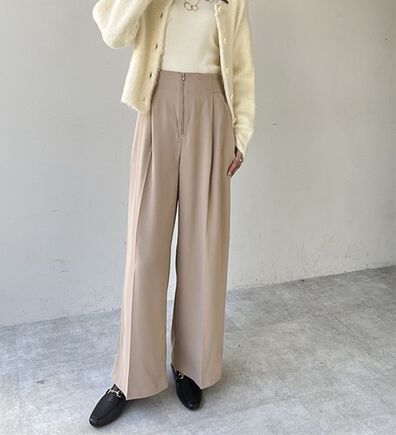 GeeRA（ジーラ）の「ハイウエストジップワイドパンツ（フルレングスパンツ）」