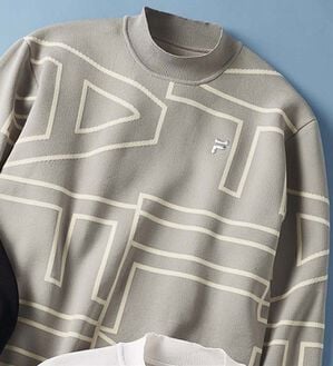 「＜フィラ＞軽量ストレッチデザインセーター（メンズニット・セーター）」｜グレー