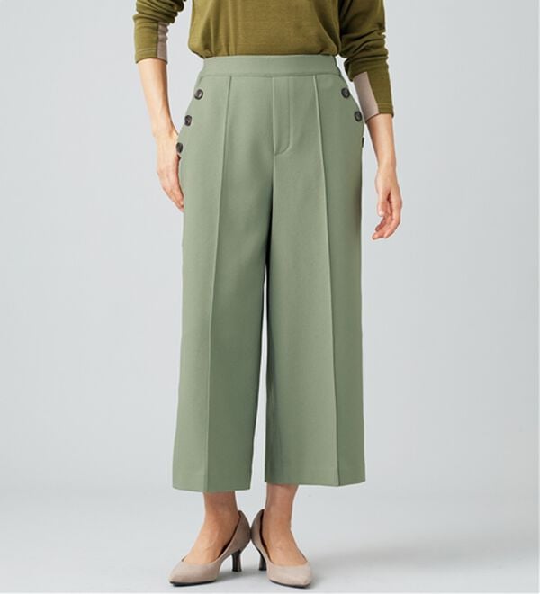 BELLUNA（ベルーナ）の「ウーリッシュ素材釦使いワイドパンツ（ワイドパンツ・ガウチョ）」｜詳細画像