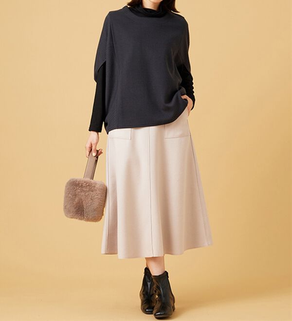 BELLUNA（ベルーナ）の「【2点セット】ジャカード素材ポンチョアンサンブル（アンサンブル）」｜詳細画像