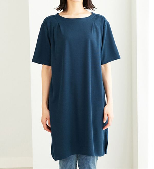 BELLUNA（ベルーナ）の「かのこ素材肩タックデザインワンピース（チュニック）」｜詳細画像