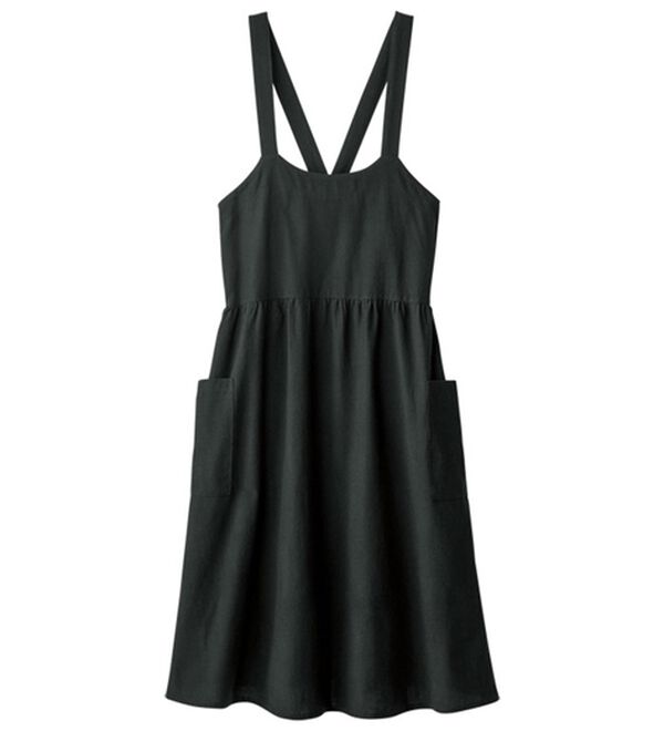 LAVIENNE（ラヴィエンヌ）の「ゆったりおしゃれなエプロンワンピース（エプロン）」｜ブラック