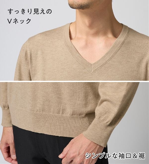 REMEN'S（リメンズ）の「【洗える】やわらかタッチＶネックセーター（メンズニット・セーター）」｜詳細画像