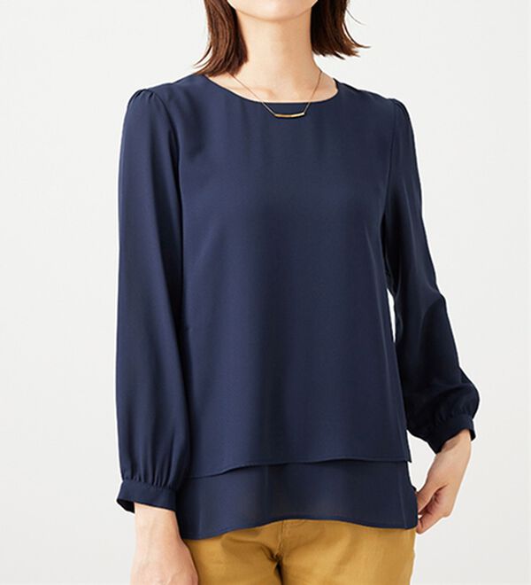 BELLUNA（ベルーナ）の「ジョーゼット素材裾ティアードブラウス（ブラウス）」｜詳細画像