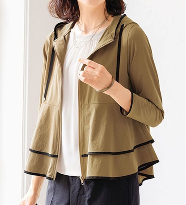 ルフラン（ルフラン）の「体型カバーに重宝！ペプラム切替えパーカー（ブルゾン）」｜詳細画像