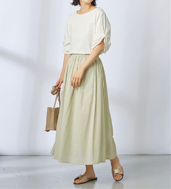 Viola e Viola（ヴィオラ エ ヴィオラ）の「綿１００％袖タックＴシャツ（Tシャツ）」｜詳細画像