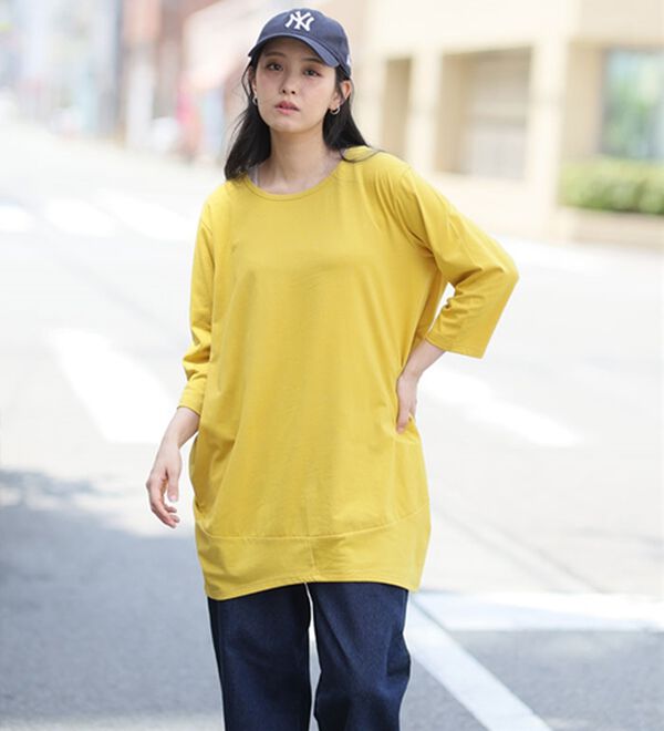 A HAPPY MARILYN（アハッピーマリリン）の「【Ｍ～８Ｌ】長袖・七分袖・半袖 コクーン シルエット チュニック（チュニック）」｜詳細画像