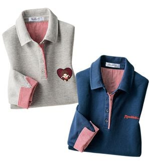 ルフラン（ルフラン）の「【２色組】＜モンチッチ＞かのこポロチュニック（ポロシャツ）」｜2色組